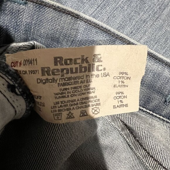Rock & Republic Womens Distressed Straight-Leg Jeans Size 27 Blue Denim - Picture 7 of 10